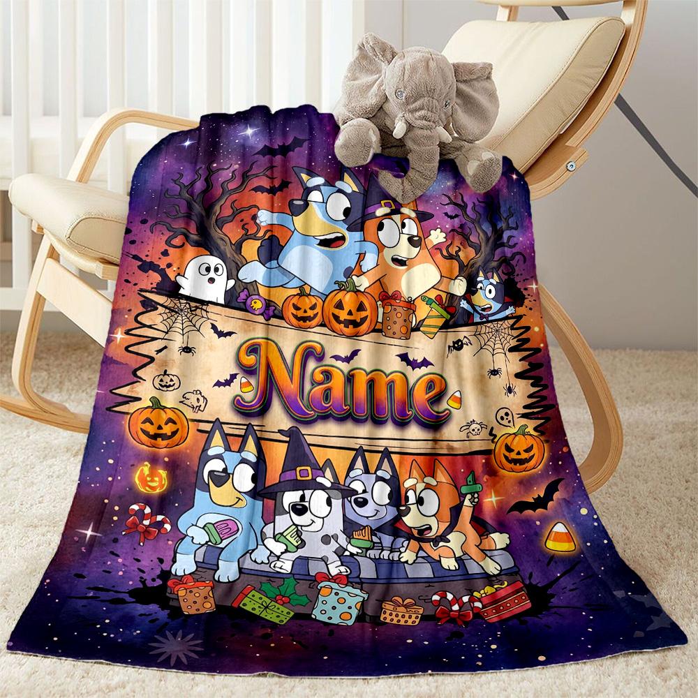 Halloween Night Adventure Customize Text Blanket Gift Customizable Blanket Soft & Cozy Great for Seaside Sofa Picnics Office Chair