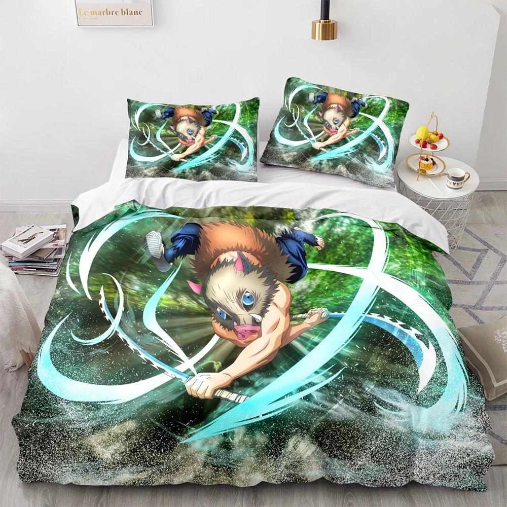 Demon Slayer Bedding Collection Single Twin Full Queen King Size Anime Kawaii Bed Collection Aldult Kid Bedroom Duvetcover Collections 3D