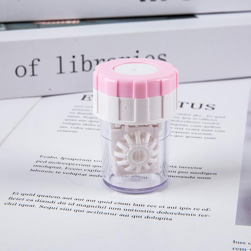 1Pcs Contact Lens Cleaner Case Box Manual Rotation Type Storage Holder Cleaning Tool