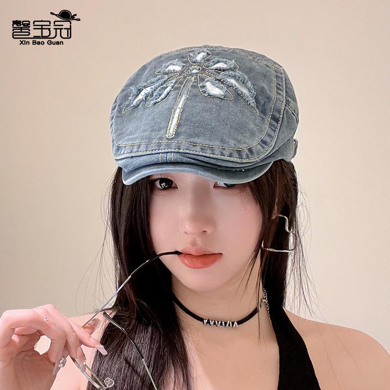 Весенне-летняя литературная беретка, британская ретро-ковбойская кепка, модная кепка с отверстием, открывающая лицо, маленькая кепка с козырьком, детская