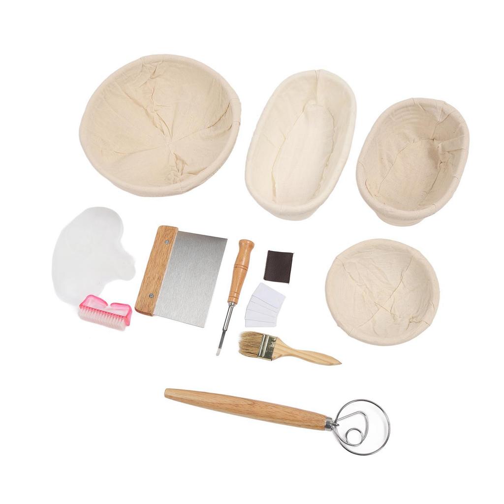 Набор корзин для расстойки хлеба, круглая овальная корзина из натурального ротанга для расстойки закваски со скребком для теста