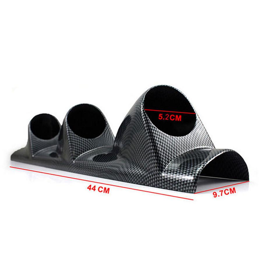 Carbon Fiber Look Car Dash 3 Hole Triple Gauge Meter Mount Holder Pod 52mm