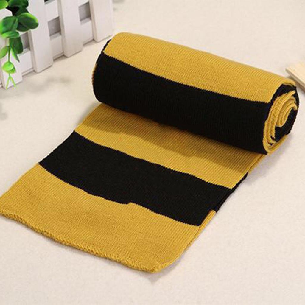 School Striped Scarf Yellow and Black Color Striped Print Soft Scarf for Boys Girls Winter