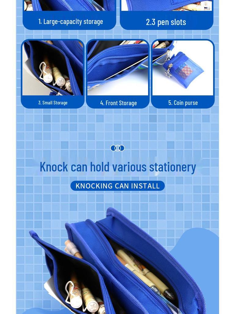 Пенал "Мир Стива" для учеников начальной школы с кошельком для монет и милым подвесом-амулетом