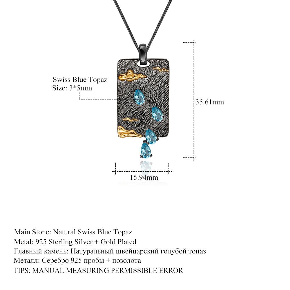 Оригинальный дизайнерский кулон из высококачественного драгоценного камня, итальянское мастерство, ретро-подвеска из серебра 925 пробы с натуральным топазом