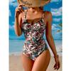 Fashion One-piece Swimsuit with Retro Feature Prints for Women; Try On for Beach Leisure Vacation