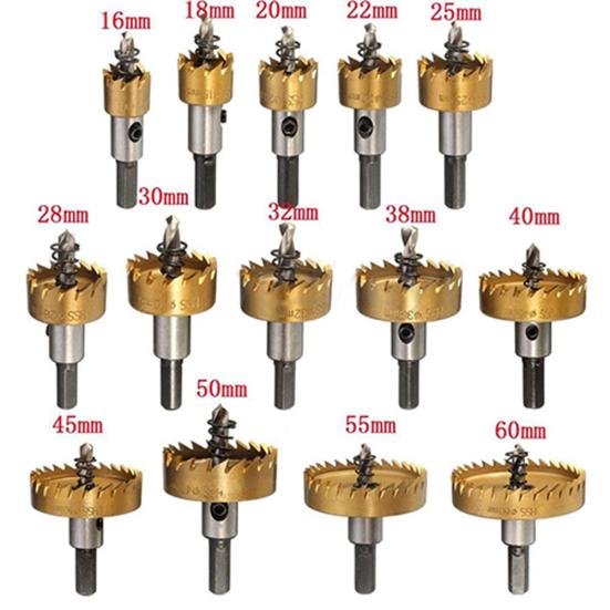 16-60 мм сверло из быстрорежущей стали, кольцевая пила, набор из металлической стали, резак, инструмент из металлического сплава древесины