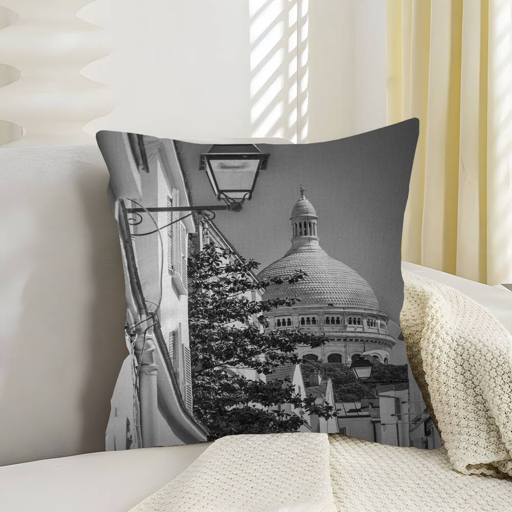 Black And White City Art Pillow Cushion Cover Pillowcase Living Room Sofa Home Decor Customized