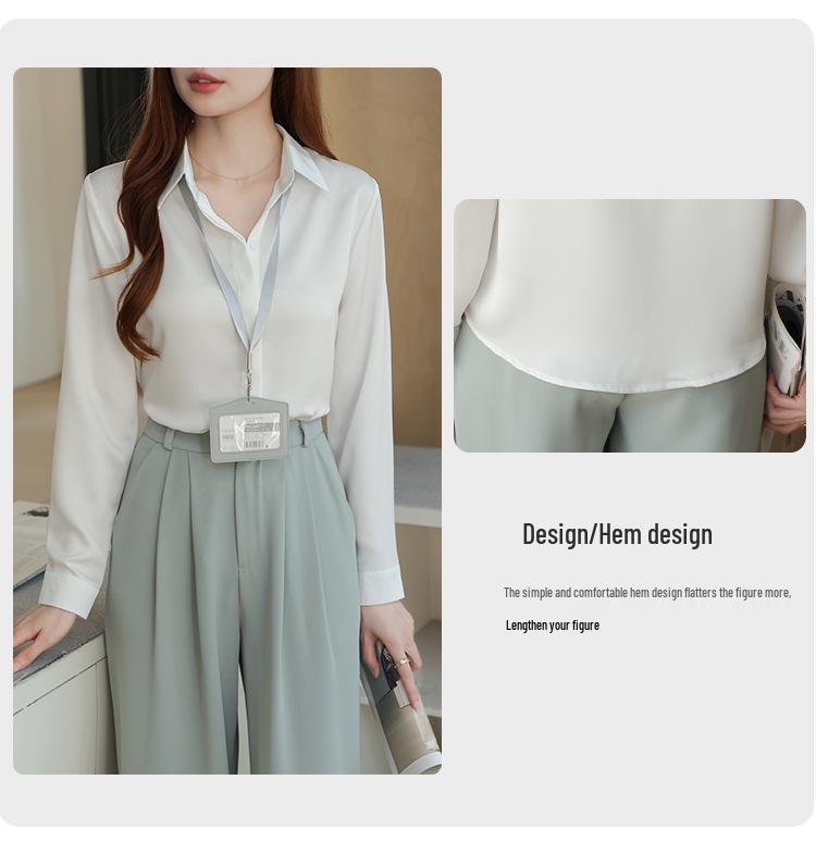 2025 Женская профессиональная атласная рубашка с длинным рукавом, универсальный дизайн OL и 3D-узор