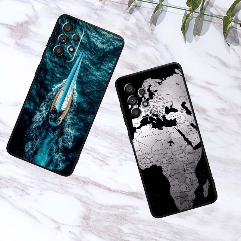 Модный чехол для телефона с рисунком самолета для Samsung A41 A35 A34 A33 A32 A25 A24 A23 A21s A06 A05 A04 A03 Note 10 20 Ultra 5G Черный