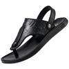 Модные уличные кожаные летние шлепанцы Дышащие повседневные слипоны на плоской подошве Двухцелевые мужские сандалии Комфортные тапочки Быстросохнущие Мужские полушлепанцы