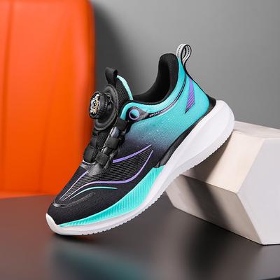 Детские легкие дышащие кроссовки сетка кнопка мальчиков беговые кроссовки тренд амортизирующие туфли для девочек