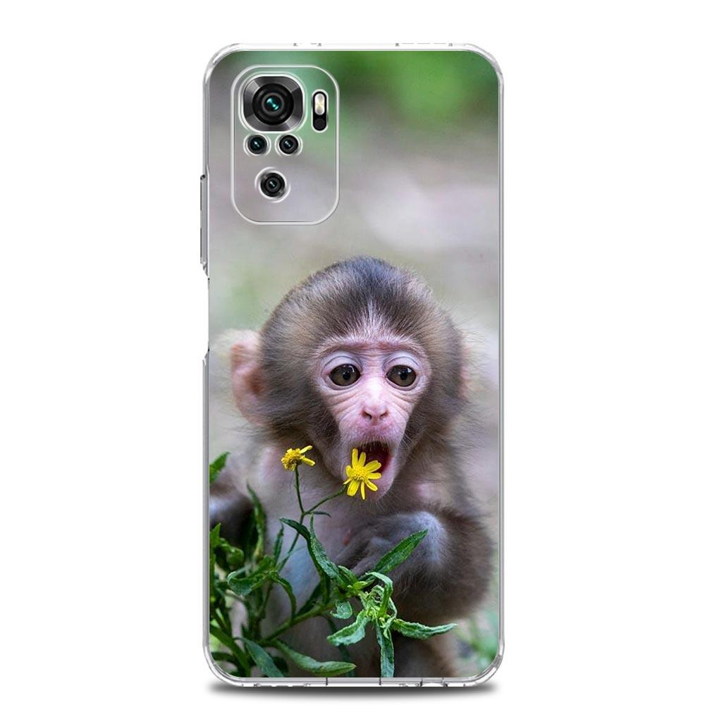 Чехол для телефона для Xiaomi Redmi Note 15 14 13 12 4G 10 11 Pro Plus 5G 14C 13C 12C 10C Прозрачный Мягкий ТПУ Чехол Милая Забавная Обезьяна