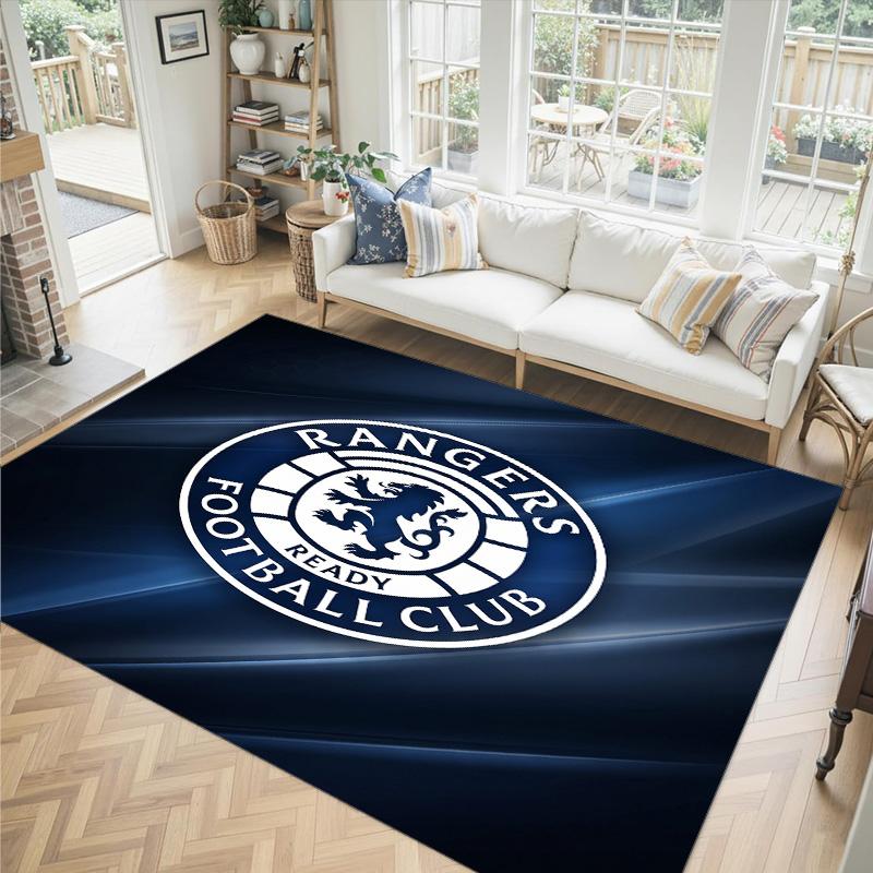 Rangers FC Design Crystal Velvet Carpet Cozy Non?Slip Printed Rug For Bedroom Living Room Entrance