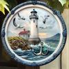 Vintage Lighthouse Aluminum Wall Art Sign - Seagulls and Ocean Theme Metal Decor - Weatherproof, Valentine'S Day