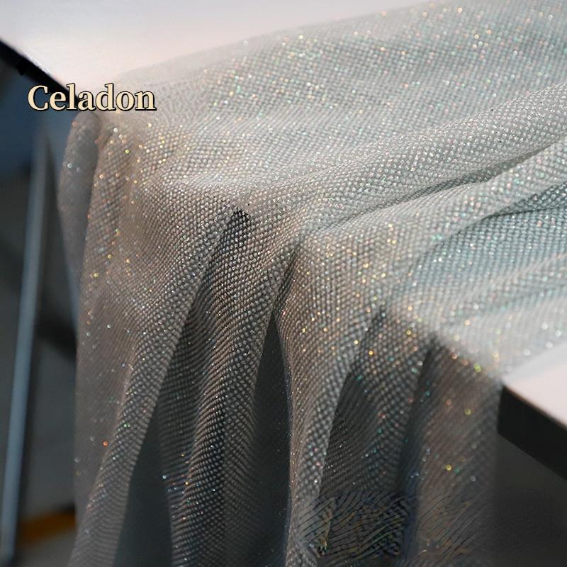 Блестящая тюлевая ткань с блестками и блестками, марлевая сетчатая ткань для свадебного платья, вуаль, фон, поделки своими руками по метрам