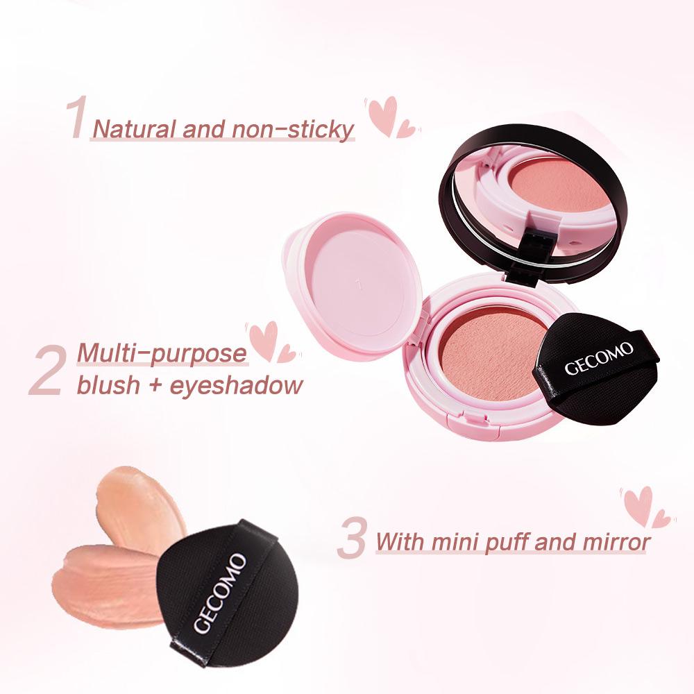 GECOMO Воздушные кремовые румяна Sweet Korean Blush с мини-пуховкой и зеркалом, осветляющие румяна естественного цвета