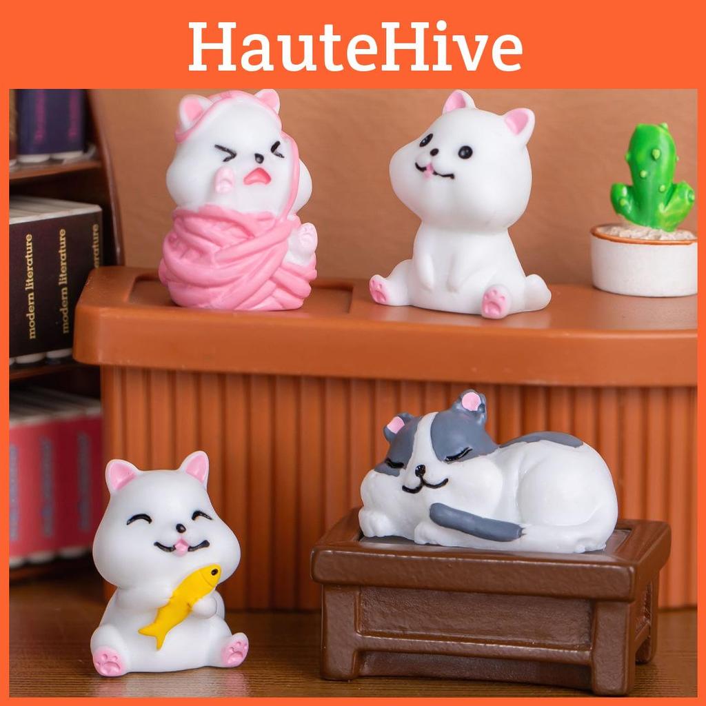 Cute Cartoon Resin Cat Statues For Office Desk Resin Craft Decorations