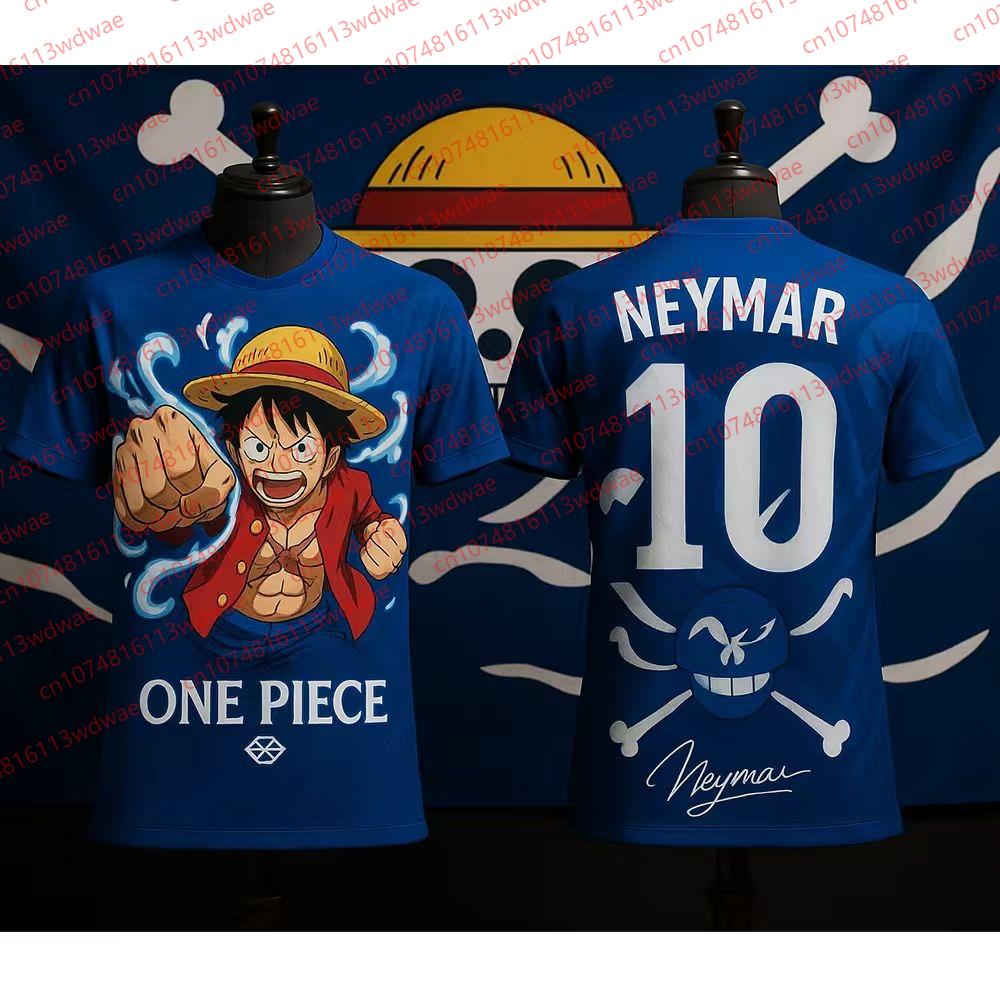 2026 One Piece Луффи Мужская Футбольная Майка Летняя С Коротким Рукавом Женская Футболка Мультяшный Японский Стиль Аниме Детская Одежда Футболка Топы