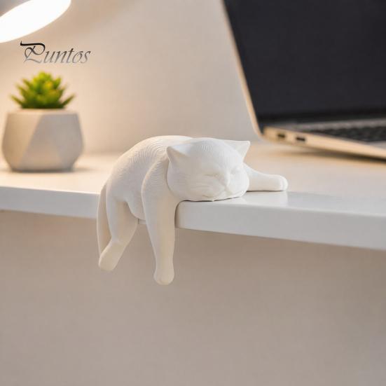 Ленивый Кот Настольное Украшение 3D Печатная Фигурка, Спящий Котенок Декор для Стола, Милая Статуэтка Животного для Минималистичного Украшения Комнаты Дома Офиса, DIY