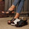 Summer New Muffin Platform Wedge Sandals Women's Velcro Plus Studded Flat Fishmouth Sandals