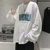 Мужские футболки с длинным рукавом с буквенным графическим принтом, модные брендовые футболки для мужчин, мужская одежда, повседневная футболка, мужская летняя корейская ретро футболка