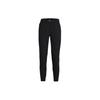 Solid Color Elastic Waistband Cuffed Casual Pants Women Bottoms Black 1376966-001