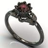 Black Color Flower Red Stone Rings for Women Charm Jewelry Accessories Rose Ring Party Gift
