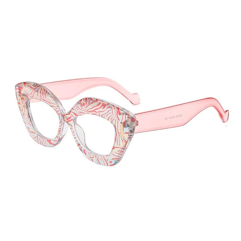 New Fashion Personalized Luxury Thick Frame Cat Eye Women'S Reading Glasses Retro Neutral Transparent Anti Blue Light Glasses