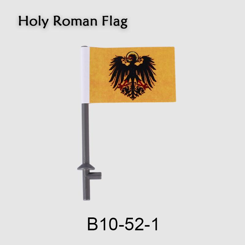 Средневековые военные флаги, серия «Военный замок», рыцарь, солдат, воин, аксессуары, строительные блоки, Древний Священный Рим, кирпичики, игрушки, подарки.