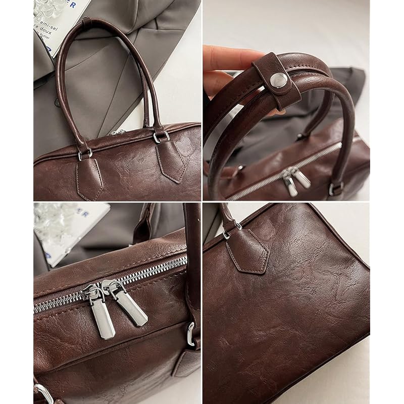 [miniministore] long handle boston bag tote bag Korean style large capacity shoulder bag With zipper wide gusset handbag stylish shoulder bag Women's