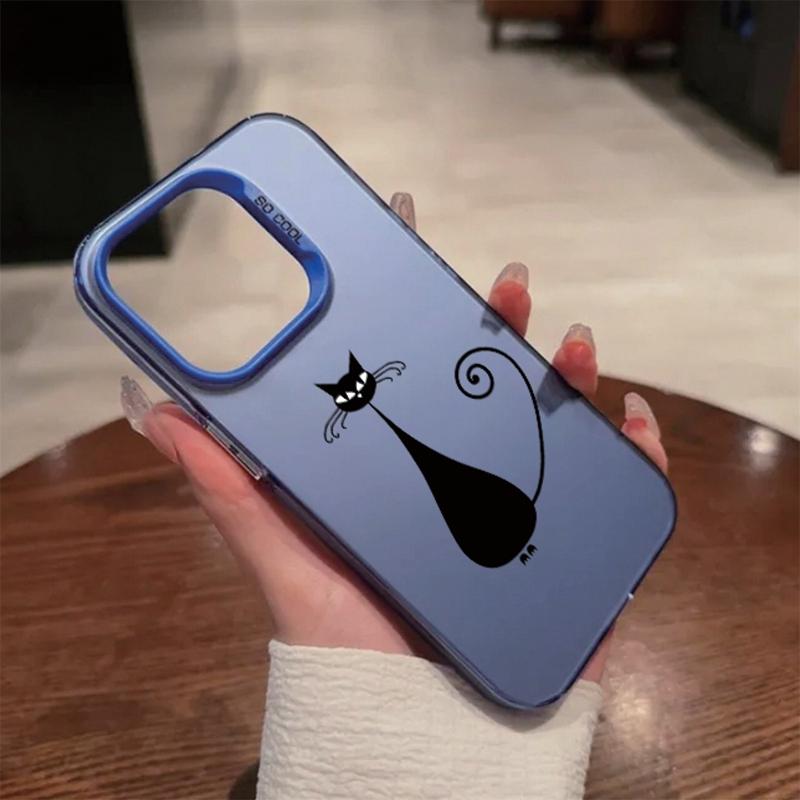 Парный черный чехол для кота для iPhone 16 Samsung A55 A35 M35 S24 Xiaomi Redmi Note 13 Pro 14C Huawei Honor 200 противоударный чехол-бампер для телефона с защитой от царапин