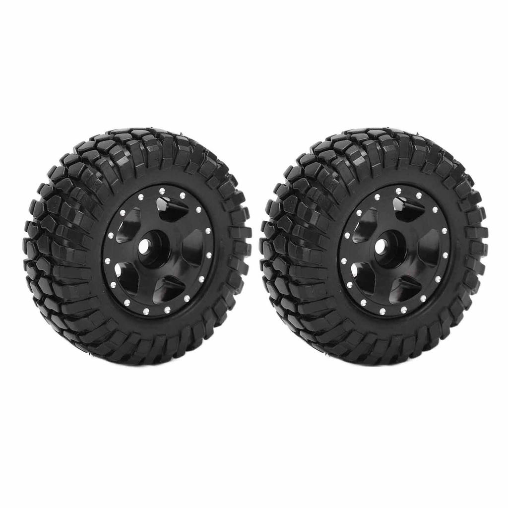 2Pcs RC Wheels Metal Remote Control Car Tires Replacement Parts for Axial SCX24 90081Black