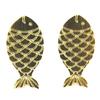 [Q6089] - Gold 'Fish' Handcrafted Earrings - 15x8 Mm