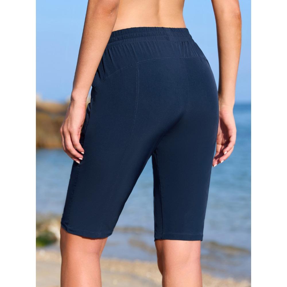Charmleaks Шорты для плавания женские с карманами на шнурке женские шорты для плавания с подкладкой длиной до колена
