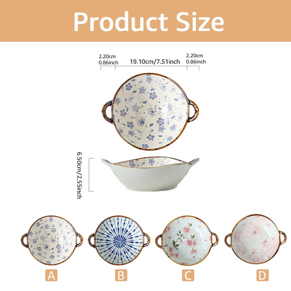 7,5-дюймовая японская домашняя миска для лапши, керамическая миска для супа с ручкой, миска для салата, пасты, кухонная посуда, микроволновая печь, посуда для выпечки