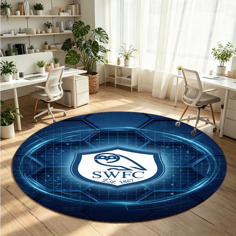Sheffield Wednesday Football Printed Round Crystal Velvet Rug Soft Non Slip Floor Carpet For Bedroom Holiday Gift