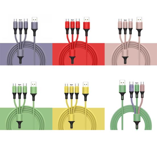 Data Cable Universal 3 in 1 Fast Charging Liquid Silicone 8-pin Micro USB