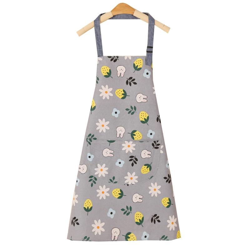 Cartoon Pattern Cotton Apron with Large Front Pocket No Sleeve Hanging Neck for Men Women Unisex Adjustable Kitchen Cooking
