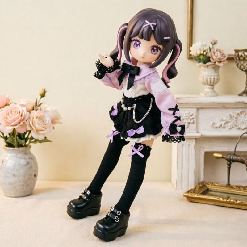 12-inch BJD Doll Outfit Purple Lace Cat-themed Skirt Set Fashion Accessory Customizable Dolls