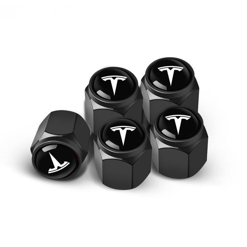 BFNWZ1 5Pcs Aluminium Alloy Car Tire Valve Cover Tire Wheel Stem Air Valve Cap For Tesla Model 3 Y S X 2021 Roadster Cybertruck Juguete
