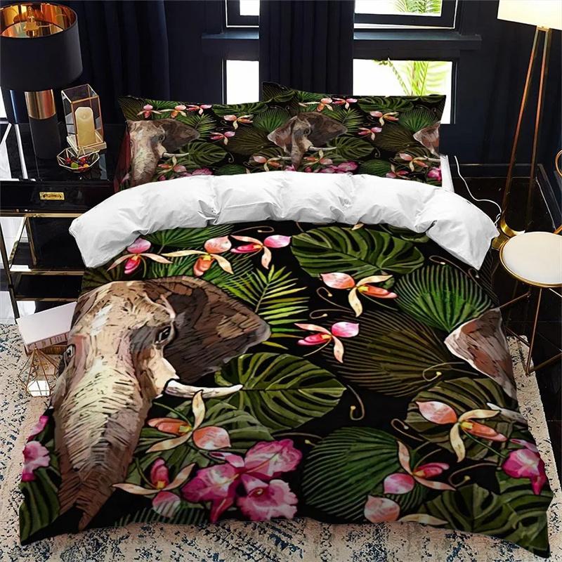 Премиальное постельное белье с 3D-изображением африканского слона, пододеяльник, тематика: африканская тропическая саванна, для спальни, для женщин, мужчин, детей