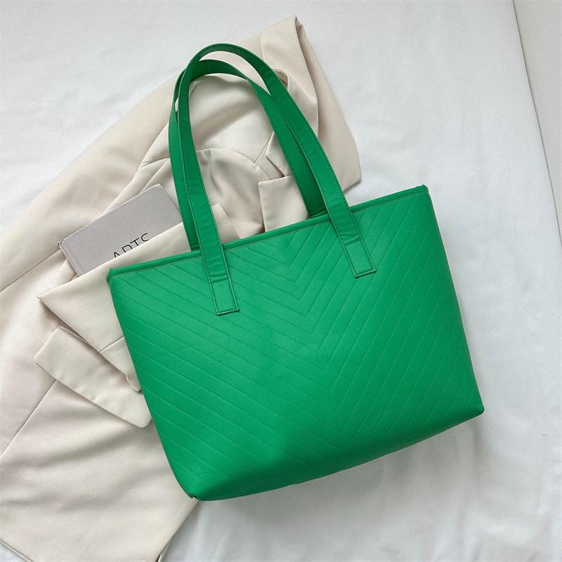 Trendy Simple Design Pu Tote Bag For Women Spacious Everyday Shoulder Bag