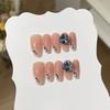 Blue Diamond Gentle Blush Design Sense Fingertip Broken Drill Peacock Blue K9 Pile Diamond Light Luxury Wearable Nail Piece