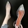 Fashion Women Elegant PVC Plastic Transparent Sandals Ladies Pumps Crystal Low Heels Rhinestone Sandales Femmes Party Heels Women Shoes