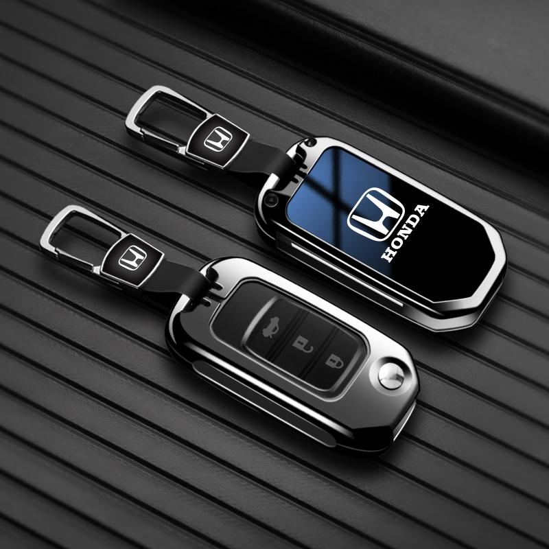 ARE1 Car Flip Key Case Cover Protector Shell Keychain For Honda Civic CR-V HR-V Accord Jade Crider Odyssey 2015-2018 Auto Accessories