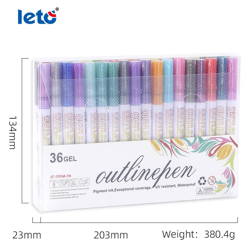 Набор флуоресцентных ручек Letu с двойной линией для ведения дневника и DIY-проектов - Водонепроницаемый, Идеально подходит для студентов и художников