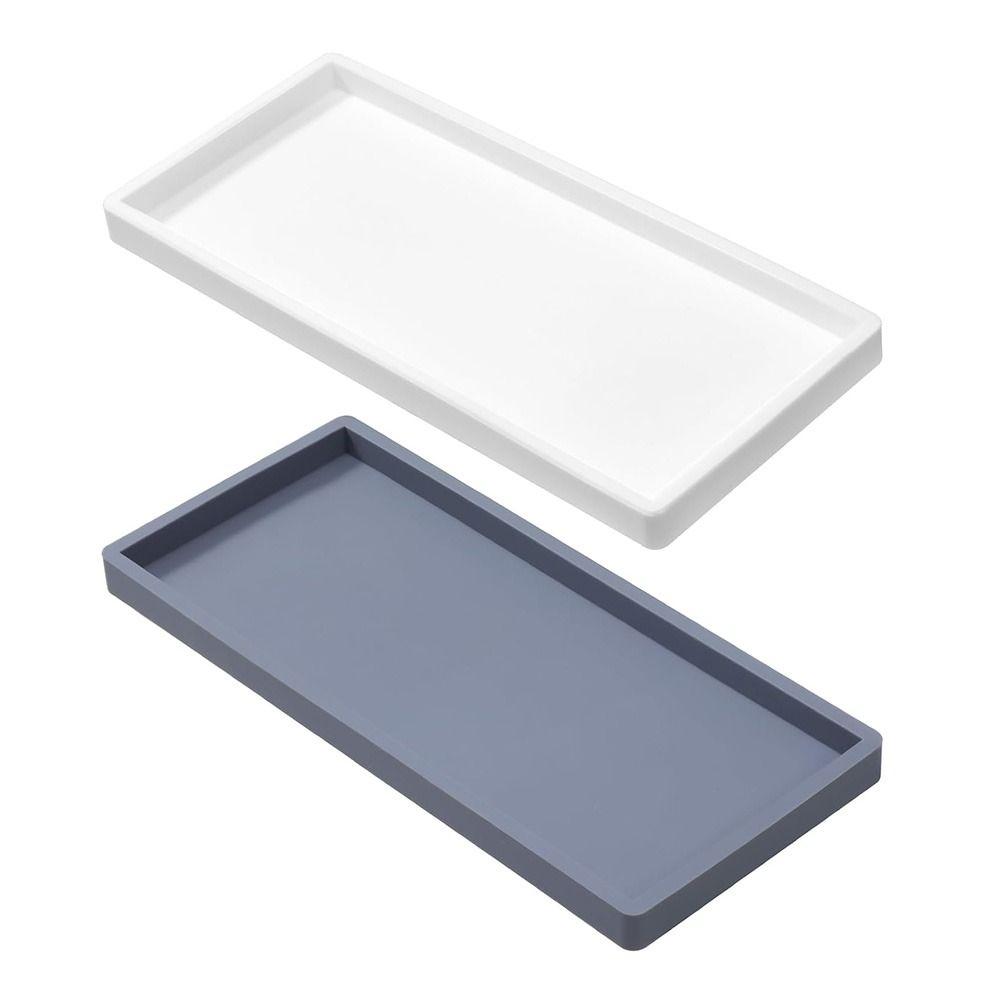 Silicone Bathroom Counter Tray Flexible Sink Storage Plate Durable Countertop Valet Tray Kitchen