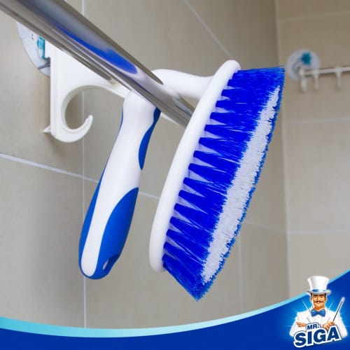 MR.SIGA Handled Scrub Brush, Comfortable Grip, Ideal for Cleaning Bathrooms, Tiles, Floors, and Kitchens, Multi-Function Brush, Pack of 2