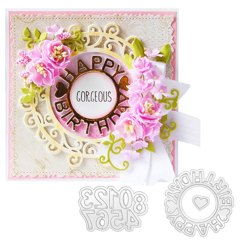 Номер и письмо на день рождения, художественный узор, металлические стальные трафареты, трафареты для скрапбукинга, ремесленные штампы, 3D DIY, изготовление фестивальных карт